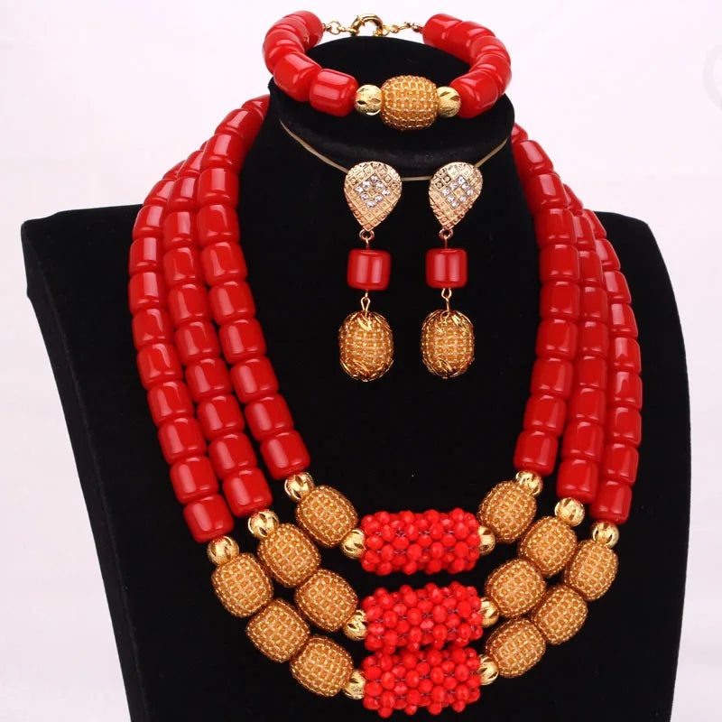 3 Layers Artificial African/Nigerian Coral Beads