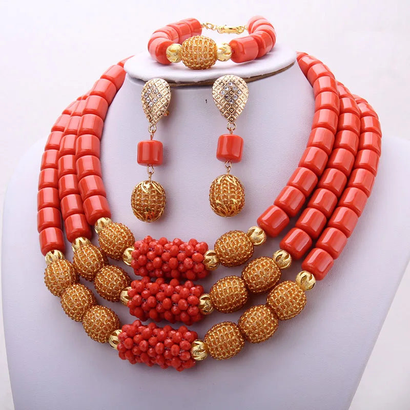 3 Layers Artificial African/Nigerian Coral Beads