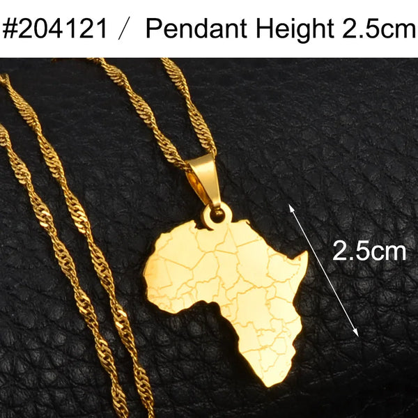 Africa Map Pendant Chain Necklace