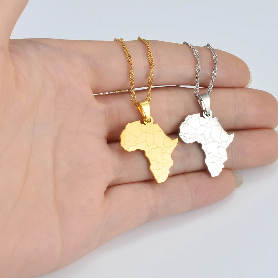 Africa Map Pendant Chain Necklace