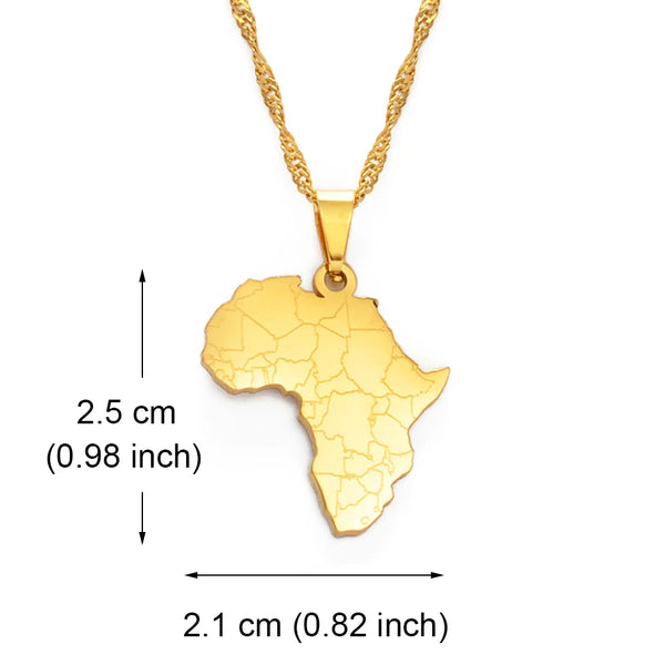 Africa Map Pendant Chain Necklace