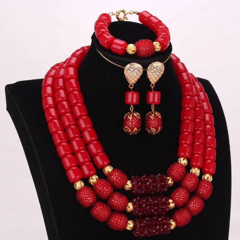 3 Layers Artificial African/Nigerian Coral Beads