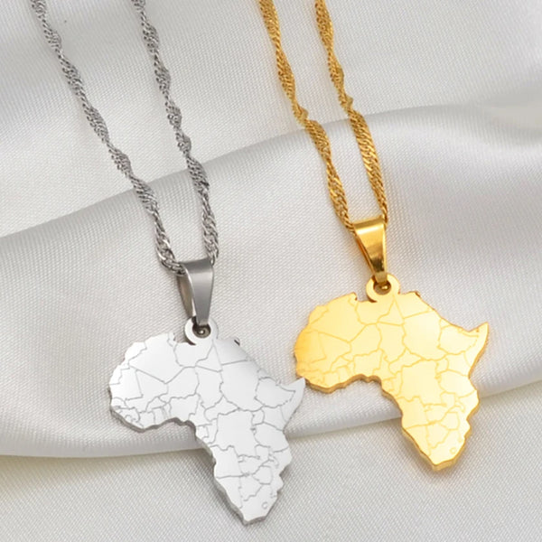 Africa Map Pendant Chain Necklace