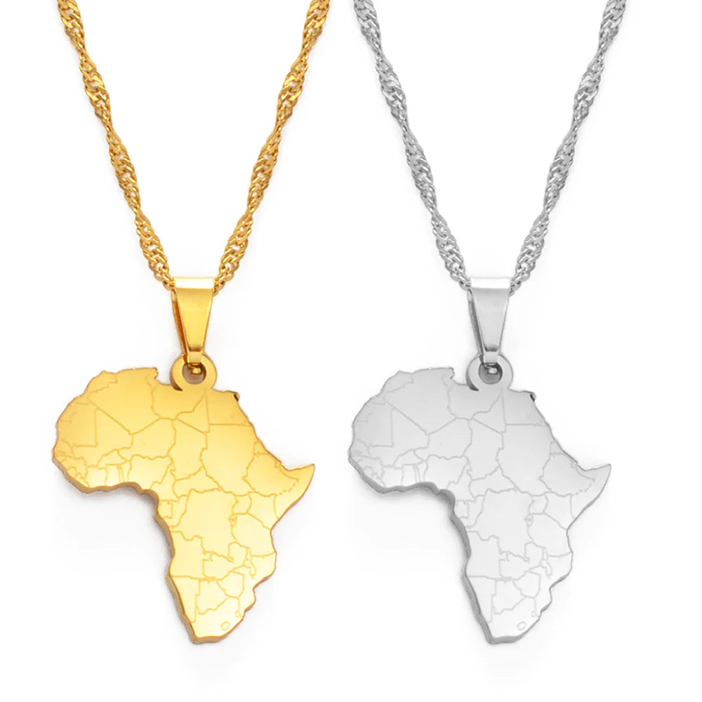 Africa Map Pendant Chain Necklace